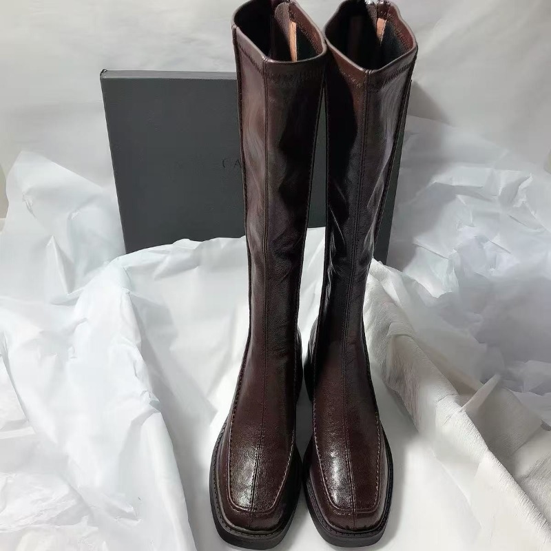 Knee High Boots Women - Kadınlar için Yuvarlak Burunlu Kalın Tabanlı