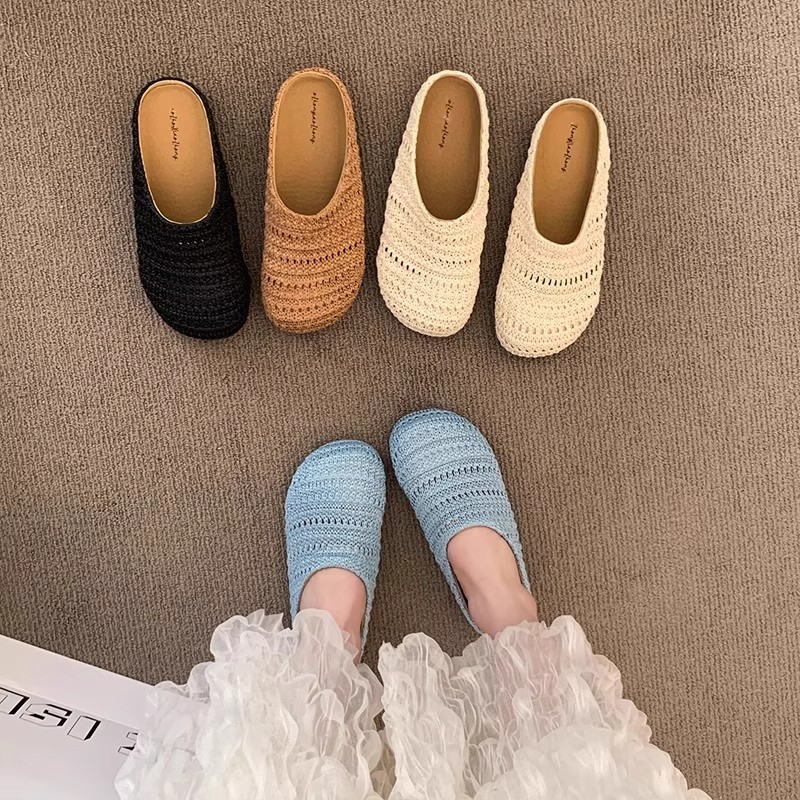 Mule Slip On - Kadın Rafya Dokuma Katır Terlik Yaz